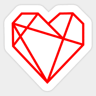 Red Geometric Simple Heart On Chest Sticker